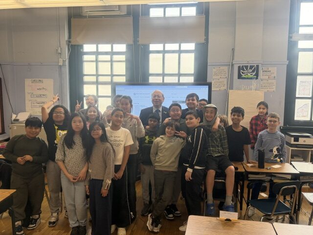 Councilman Phil Wong visiting PS 139Q